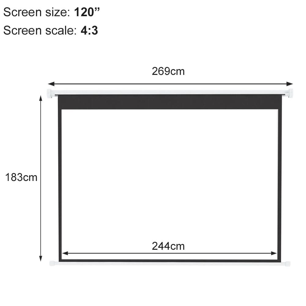120 Inch Diagonal Electric Projector Screen 4:3 Foldable Anti-Crease