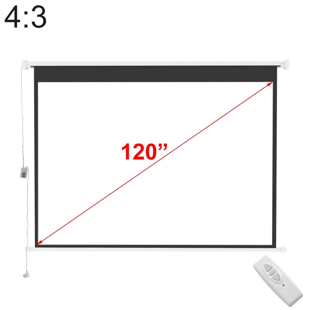120 Inch Diagonal Electric Projector Screen 4:3 Foldable Anti-Crease