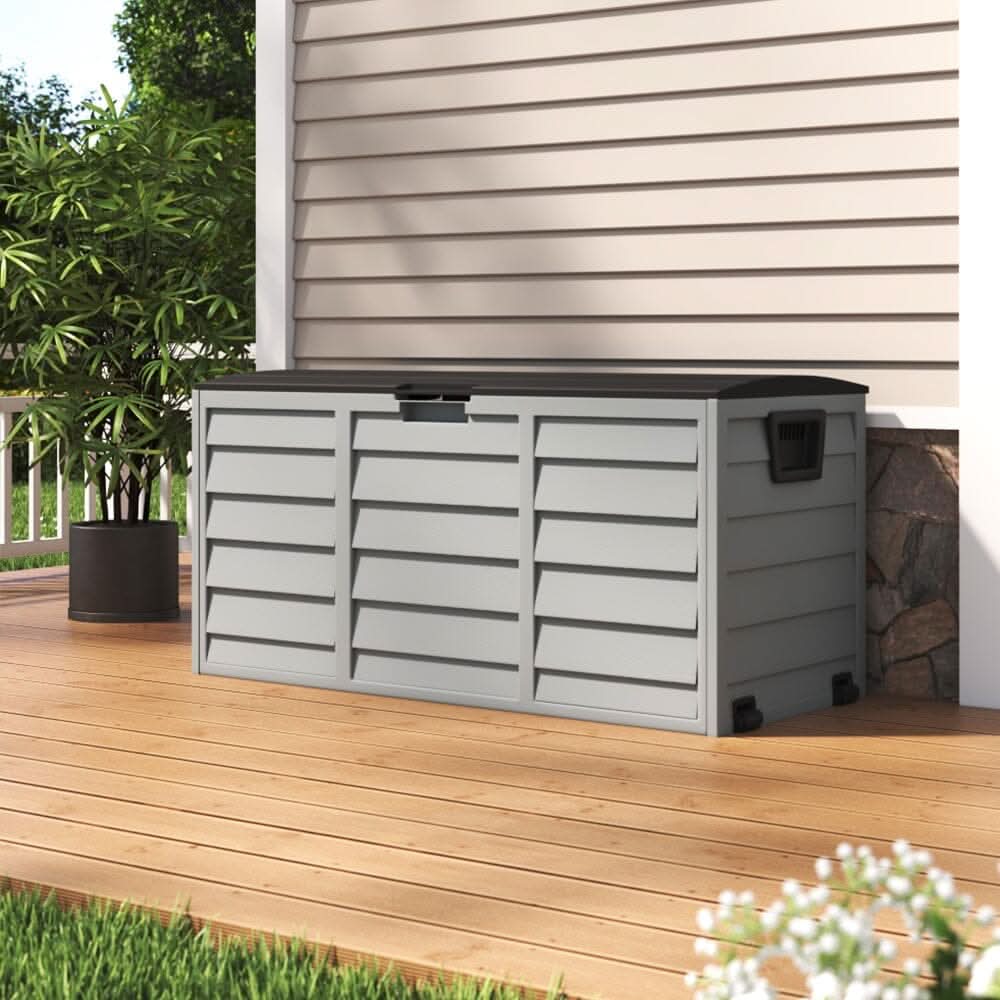 4ft PP Garden Storage Deck Box Large Outdoor Grey/Black