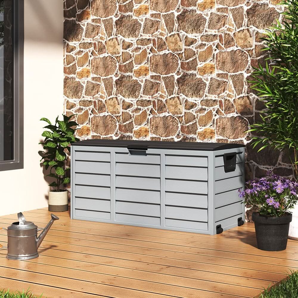 4ft PP Garden Storage Deck Box Large Outdoor Grey/Black