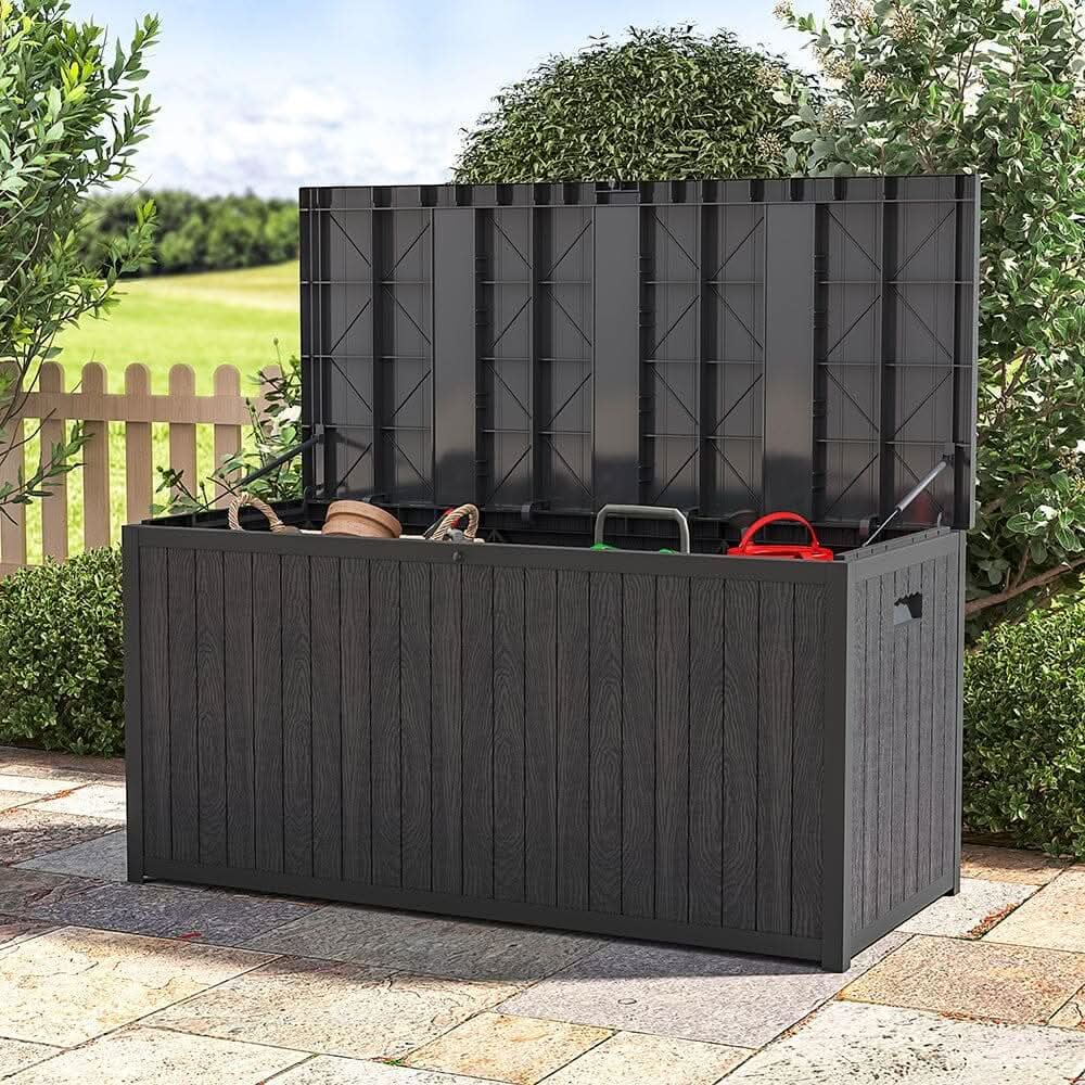 4ft PP Garden Storage Deck Box Large Outdoor Grey/Black