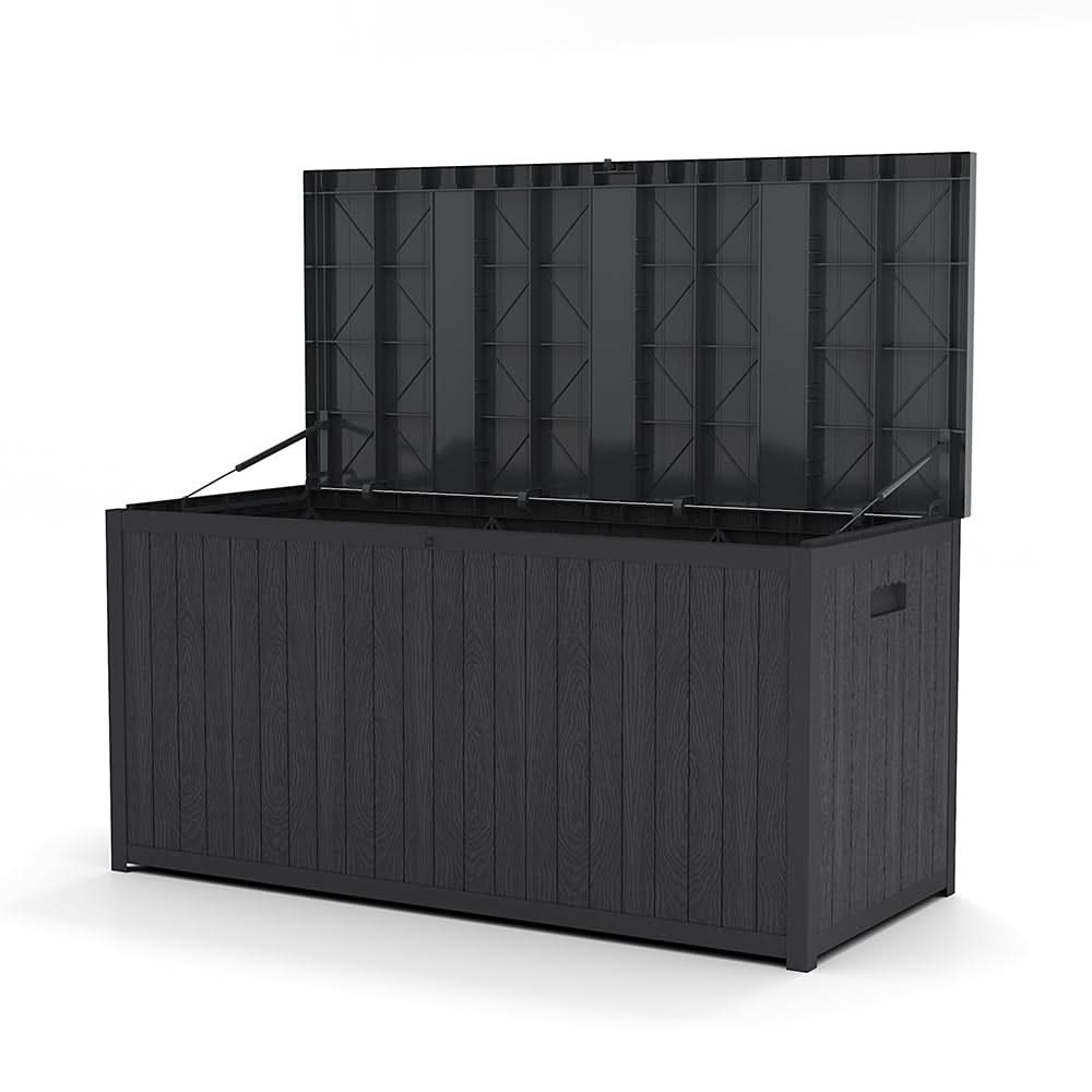 4ft PP Garden Storage Deck Box Outdoor Black Classic