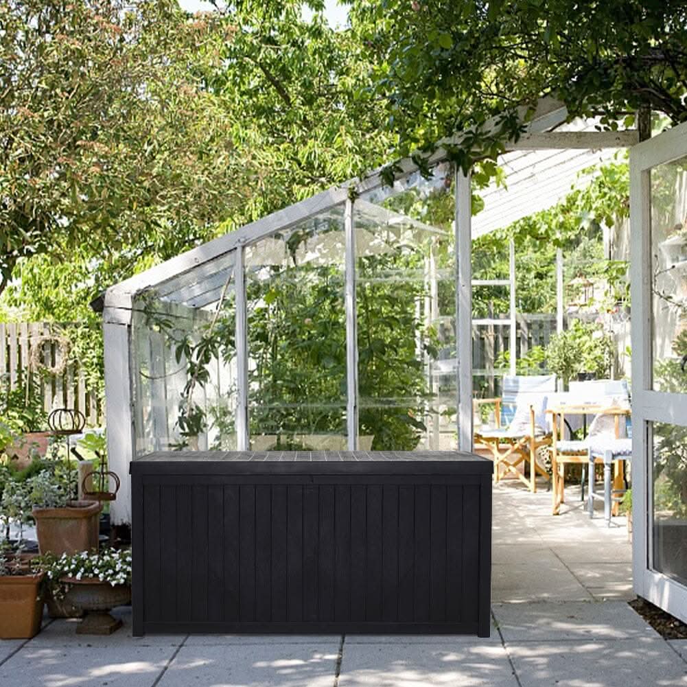 4ft PP Garden Storage Deck Box Outdoor Black Classic