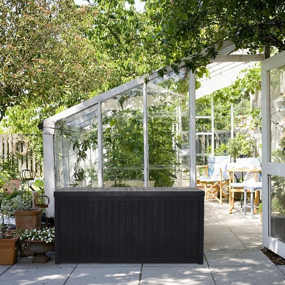 4ft PP Garden Storage Deck Box Large Outdoor Grey/Black