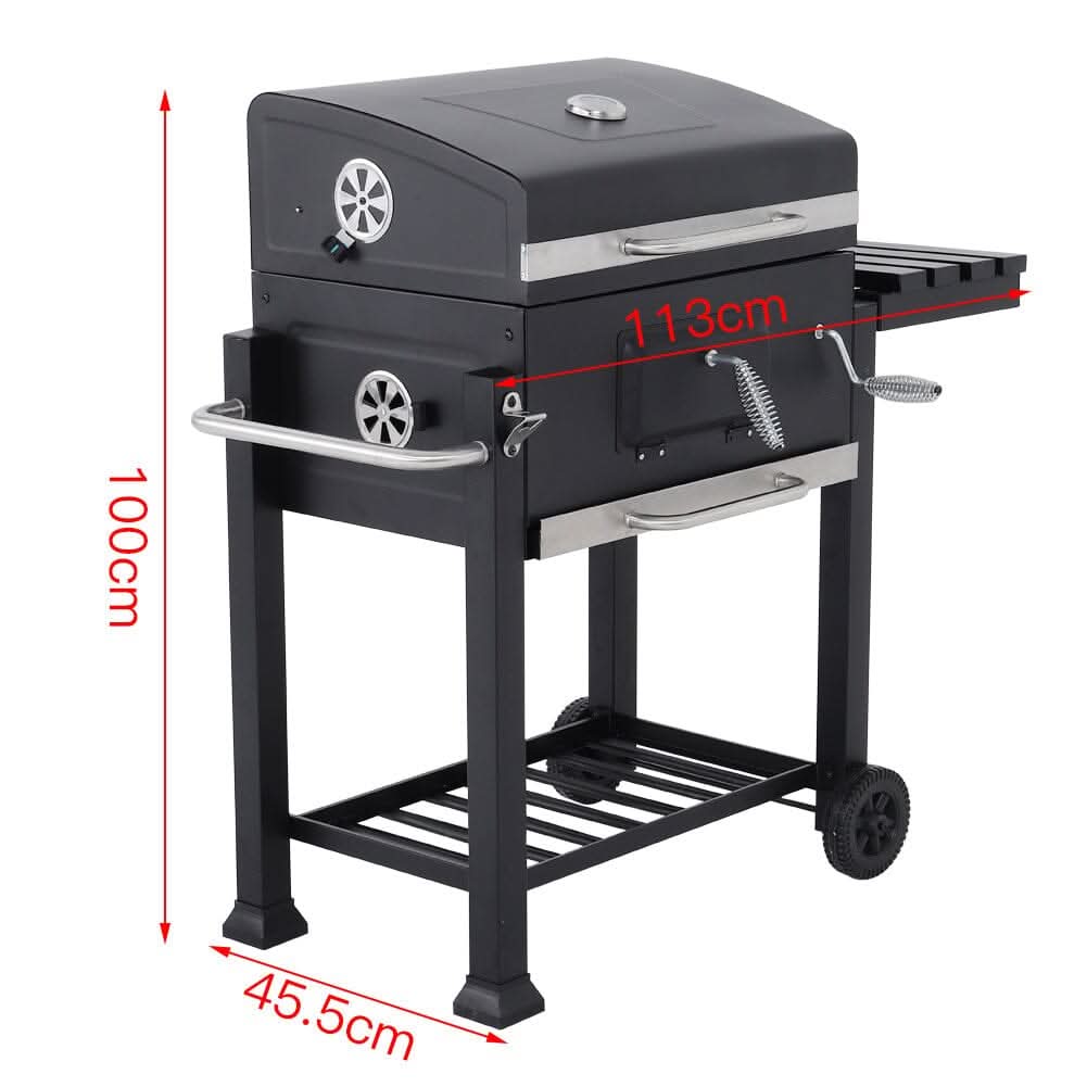 3ft Charcoal BBQ Grill Barrel with Side Table