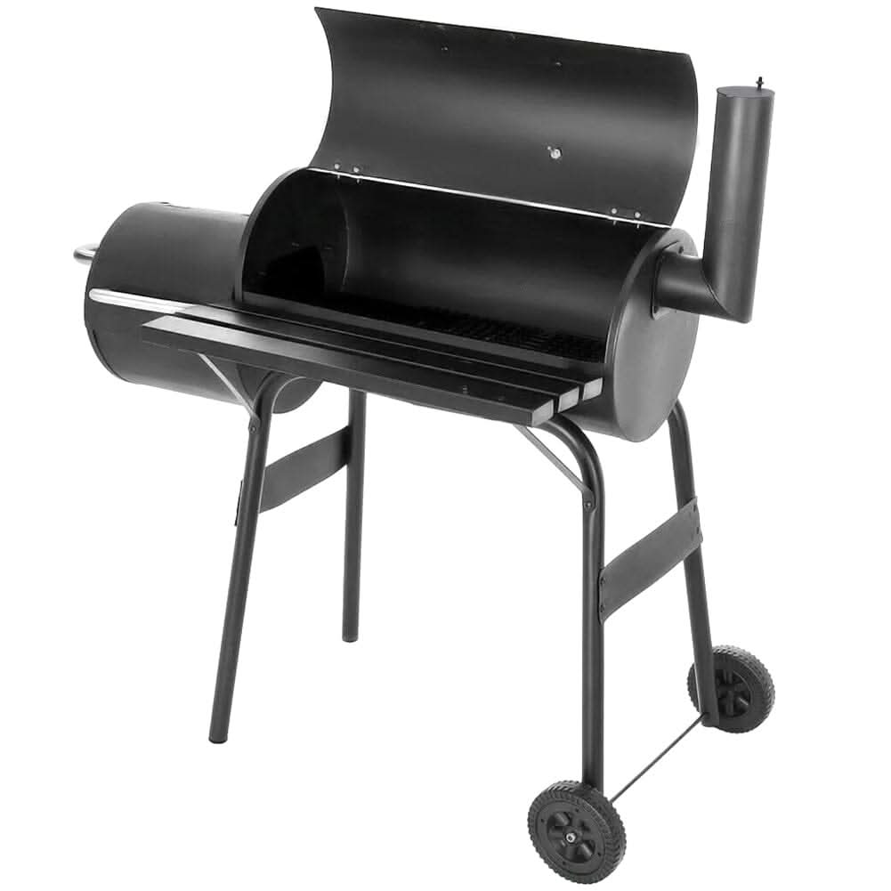 3ft Outdoor Charcoal BBQ Grill with Offset 2-in-1 Smoker and Wheels