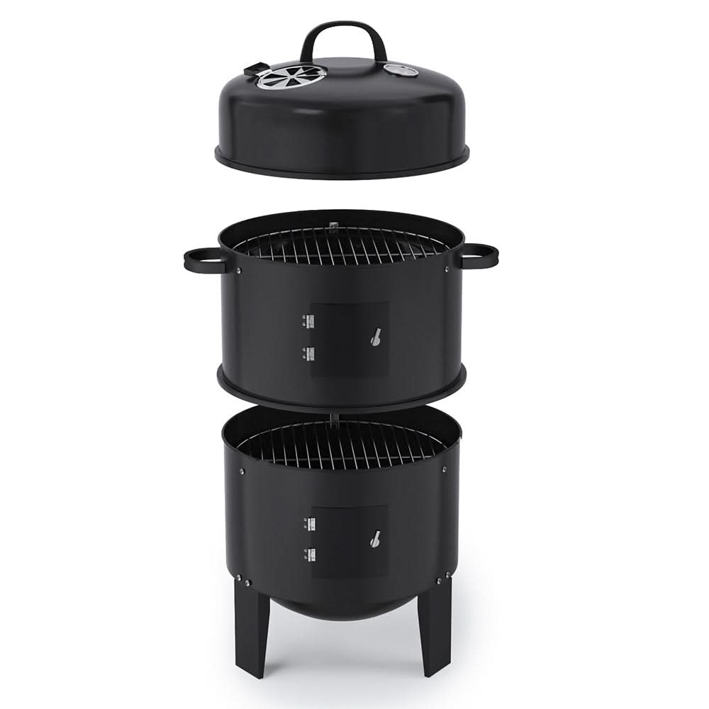 80 cm H 3 in 1 BBQ Charcoal Grill 3 Tier Smoker
