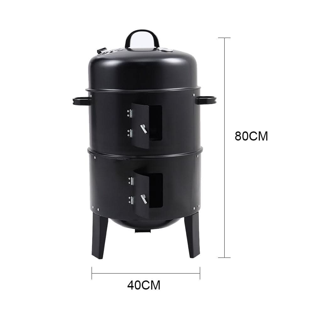 80 cm H 3 in 1 BBQ Charcoal Grill 3 Tier Smoker