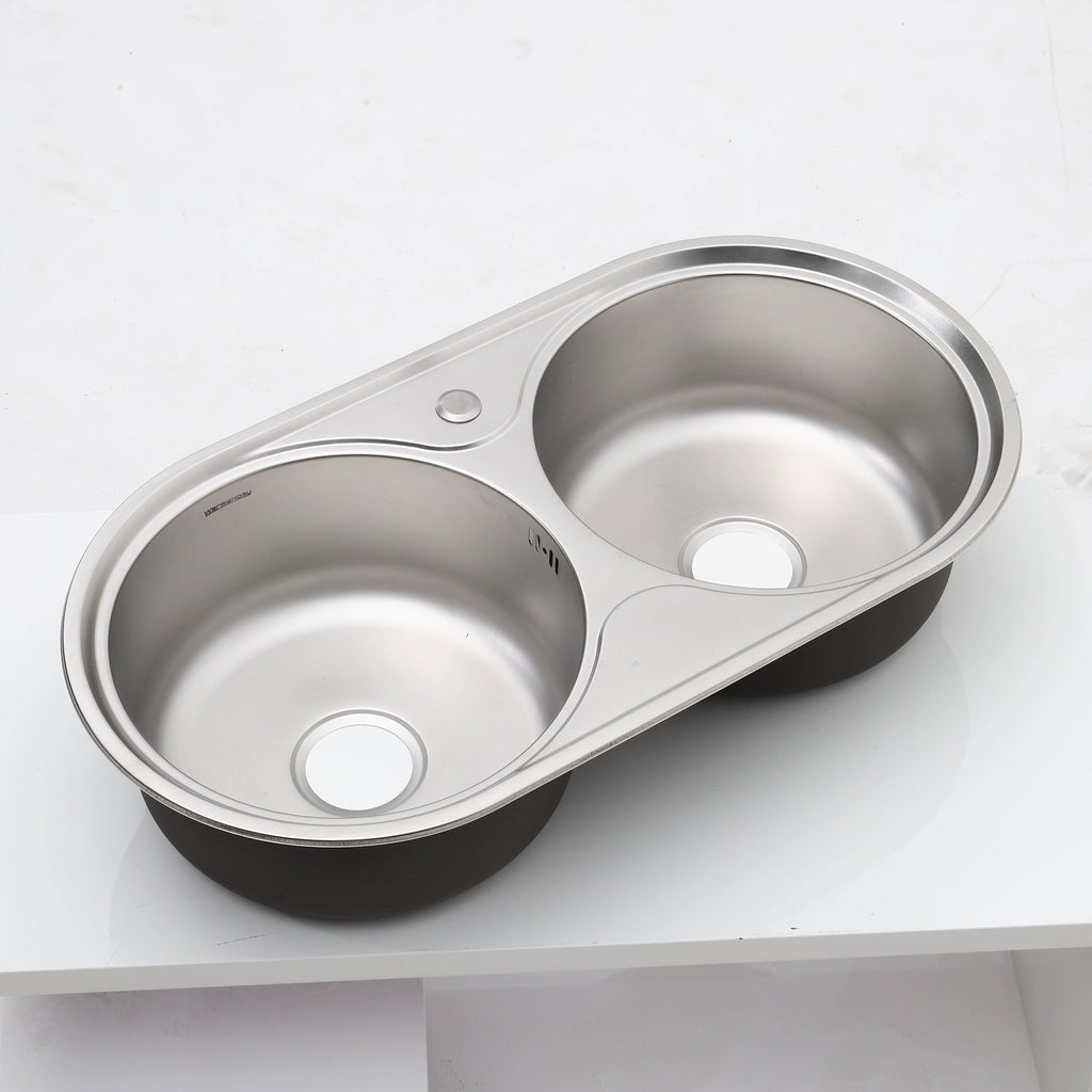 Double Bowl Kitchen Sink 0.6mm Stainless Steel Catering Sink