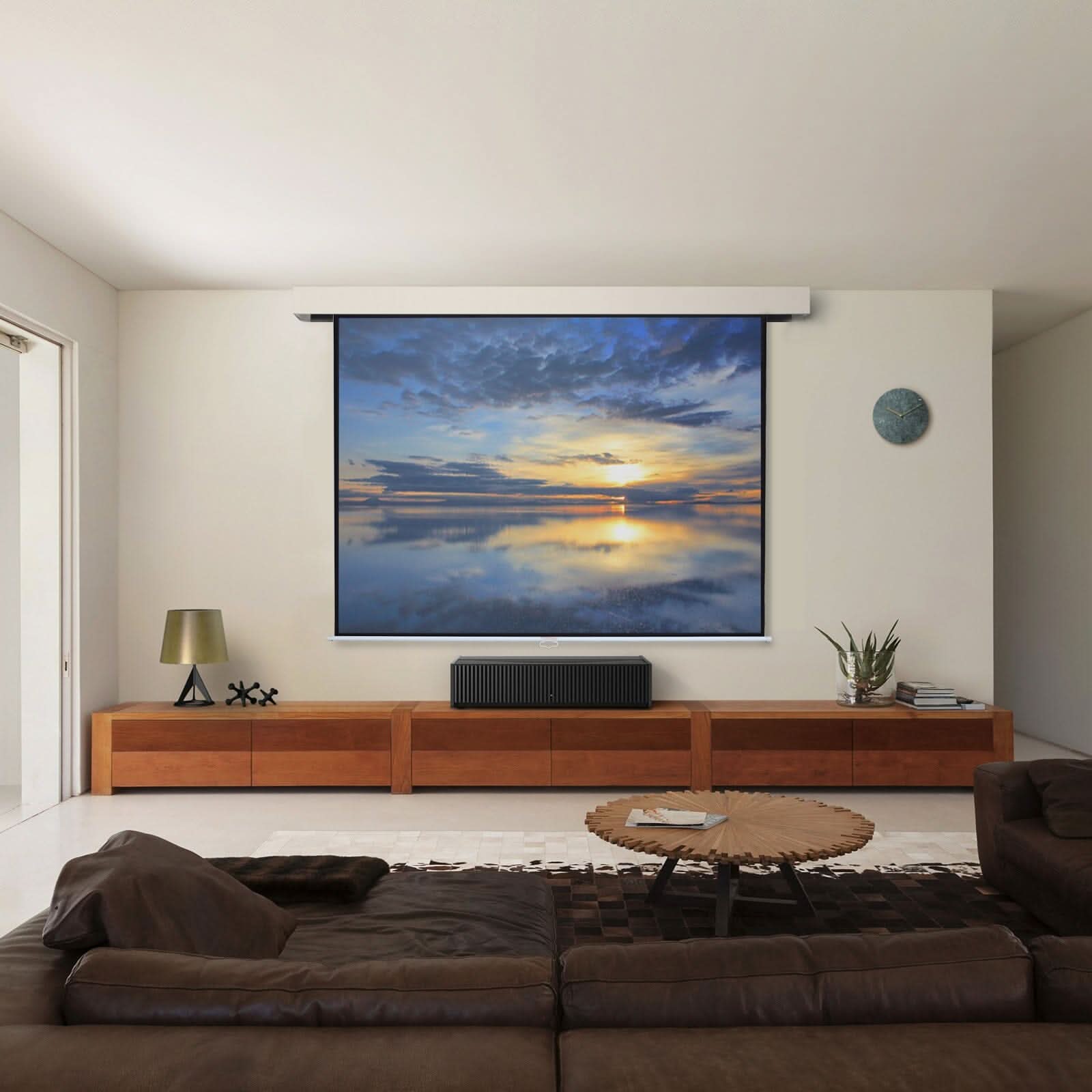 4:3 Manual Pull Down Projector Screen Home Theater Projection Movie Screen