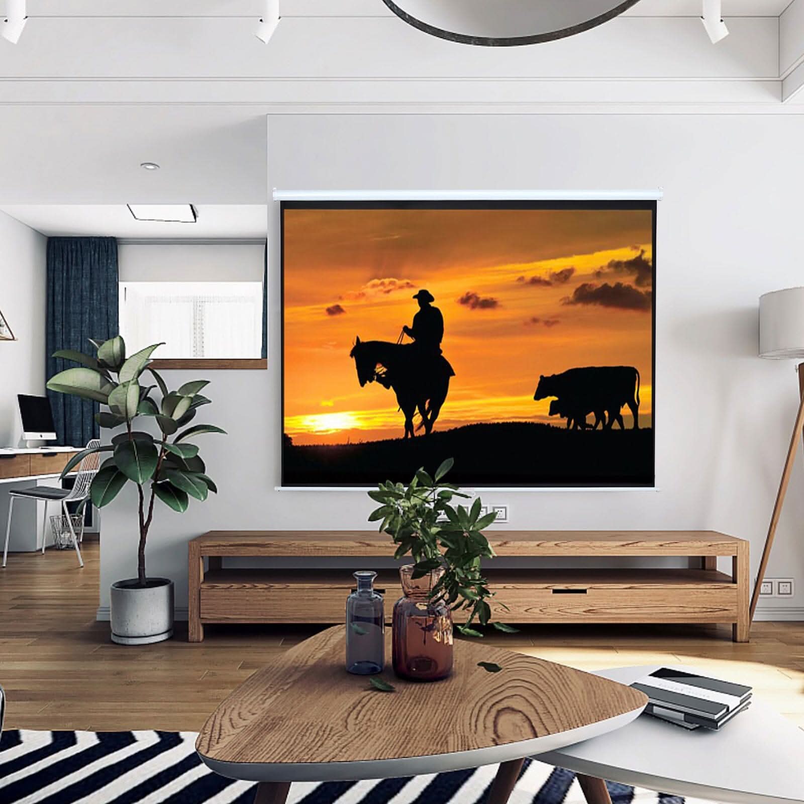 4:3 Manual Pull Down Projector Screen Home Theater Projection Movie Screen