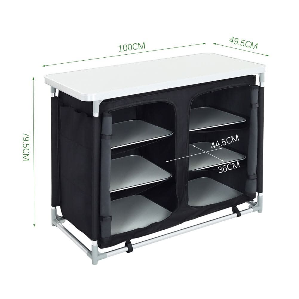 Camping Outdoor Kitchen with 4 Adjustable Feet and 6 Layers