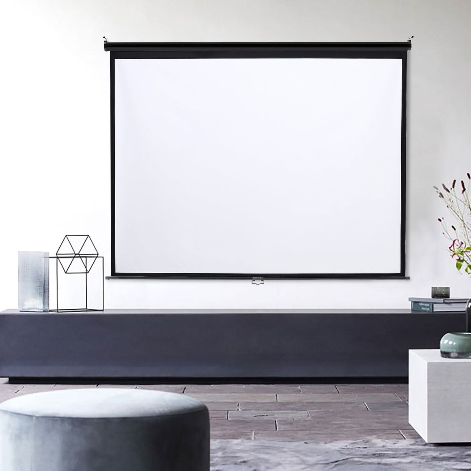 4:3 Projector Screen with Manual Pull Down for Home Theater