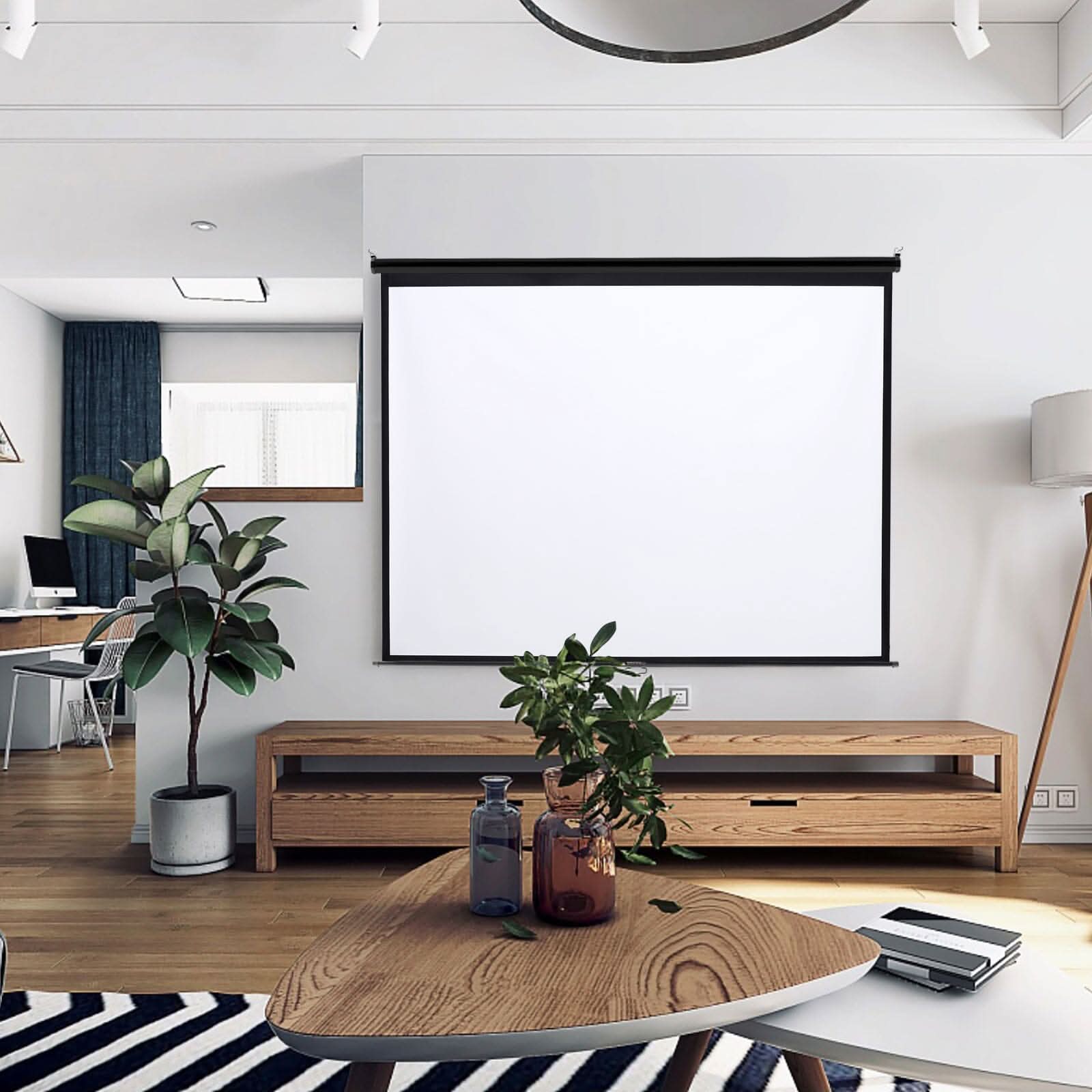 4:3 Projector Screen with Manual Pull Down for Home Theater