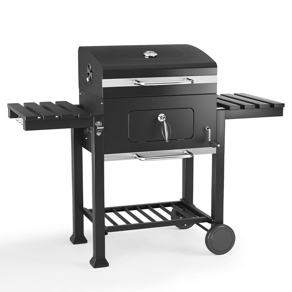 3ft Outdoor Carbon Steel BBQ Cooker BBQ Grill Side Shelves