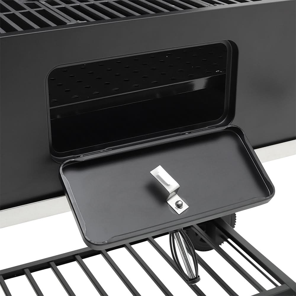 Barrel Charcoal Outdoor Grill Wide 160cm with Side Shelves