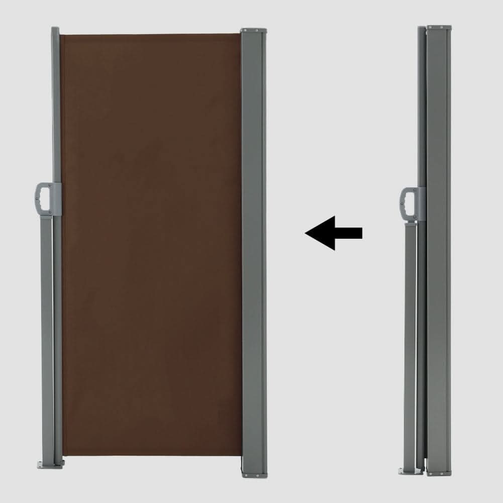 9ft Awning Outdoor Retractable Privacy Side Awning (Grey/Brown)
