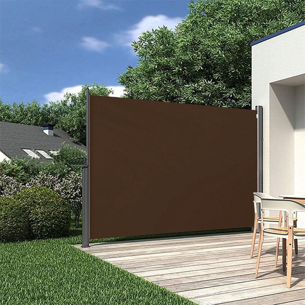 9ft Awning Outdoor Retractable Privacy Side Awning (Grey/Brown)