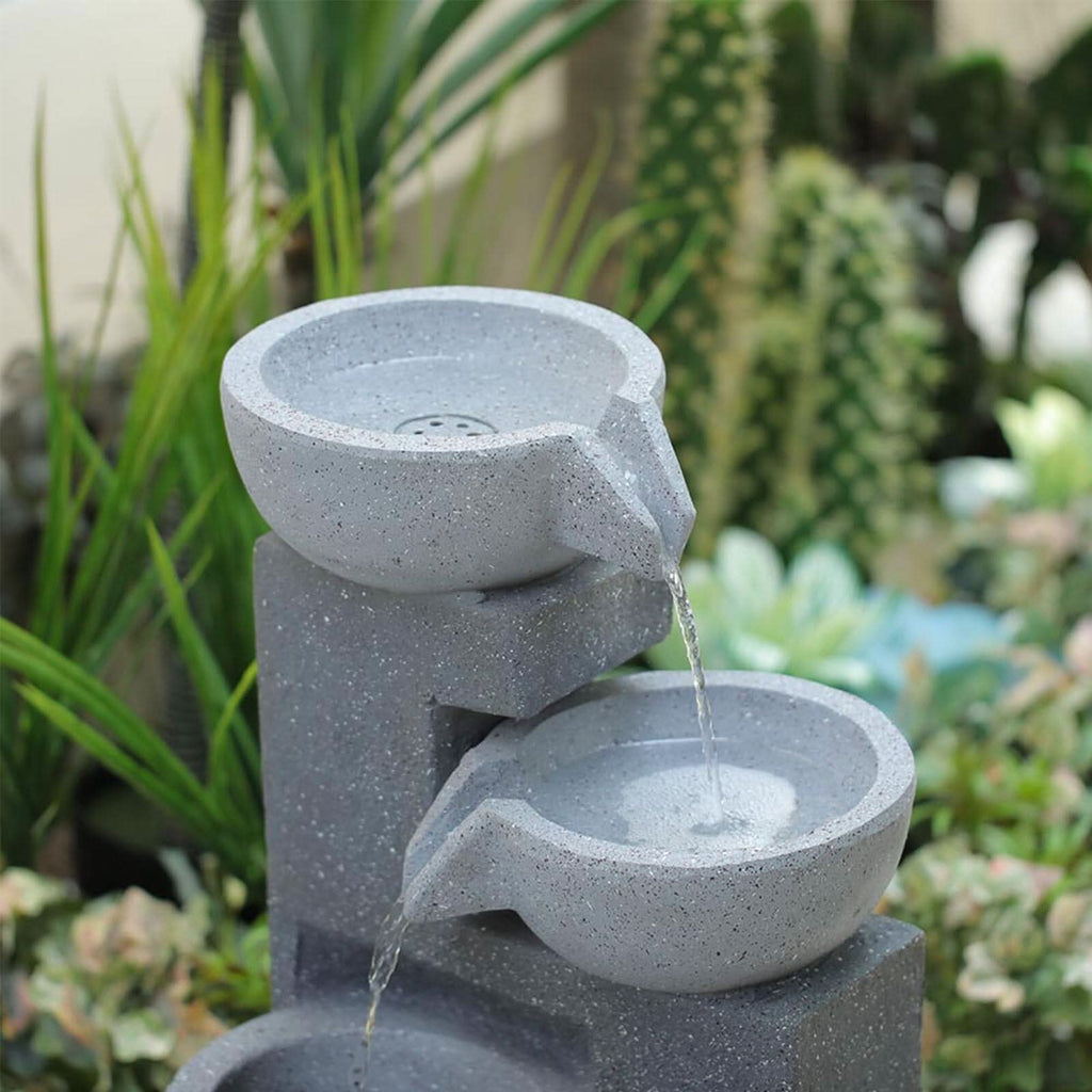 Garden Cascading Fountain Solar LED Light Rockfall Water Feature