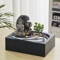Buddha Zen Tabletop Fountain with LED Light, Tealight Holder and Succulent