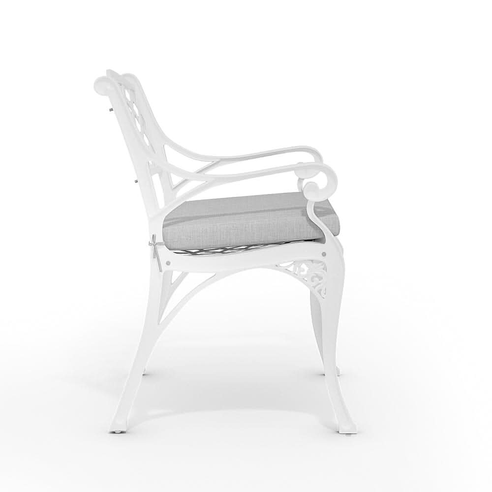 Set of 2 Garden Chairs Cast Aluminium Armchairs with Cushion Black/White