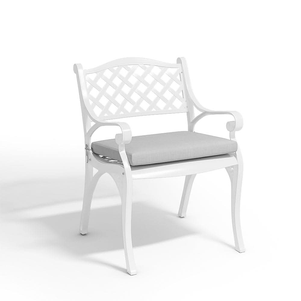 Set of 2 Garden Chairs Cast Aluminium Armchairs with Cushion Black/White