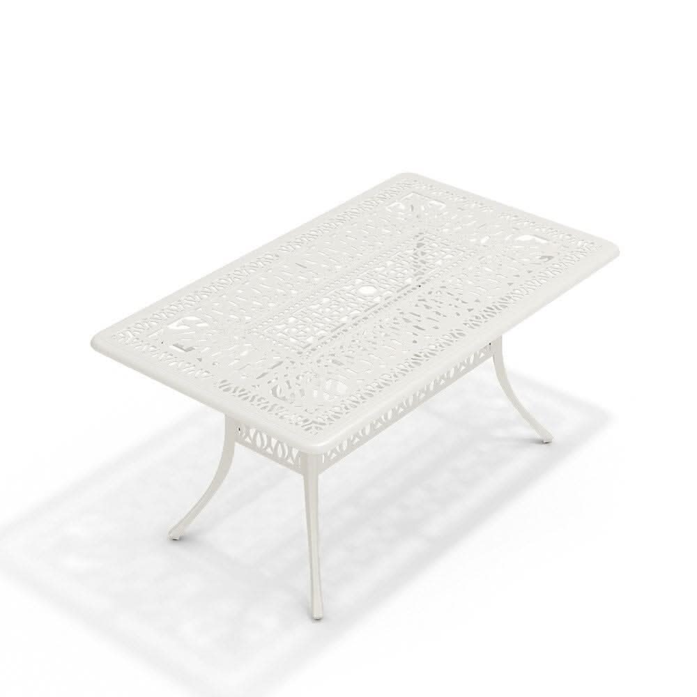 150cm Wide Garden Dining Table Hollow Cast Aluminium Tables White/Black