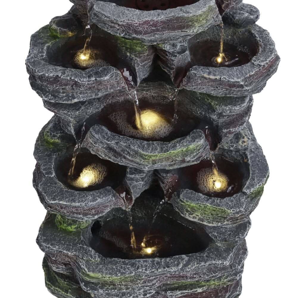 Faux Rock Garden Fountain with Lights