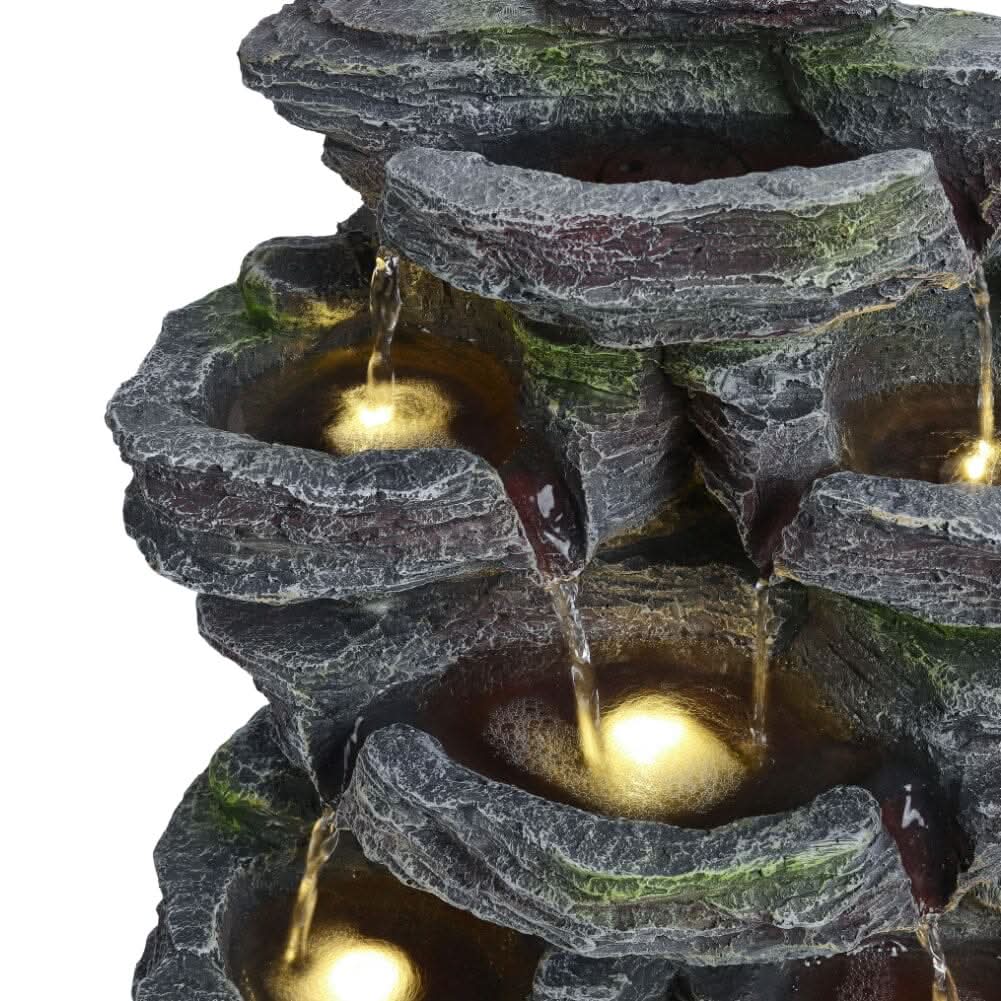 Faux Rock Garden Fountain with Lights