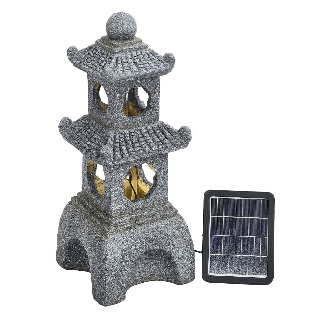 Pagoda Solar Garden Fountain with LED Lights