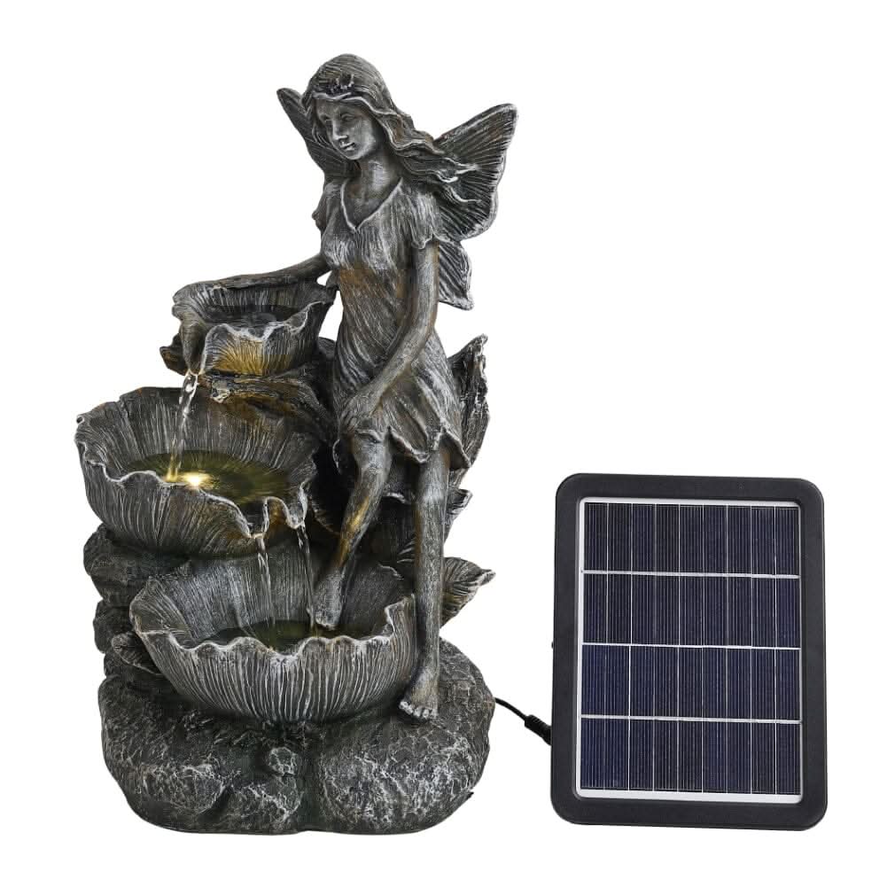 50cm H Angle Shape Solar Resin Water Fountain with LED Lights