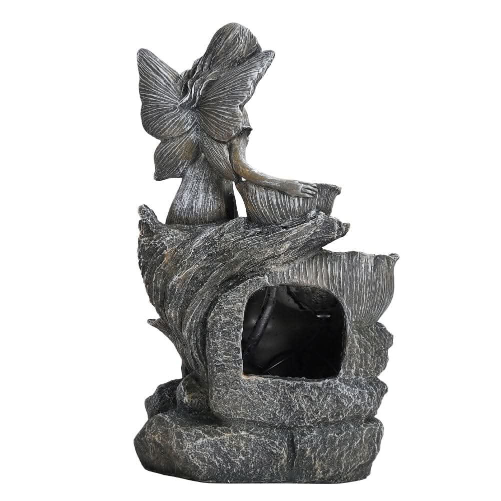50cm H Angle Shape Solar Resin Water Fountain with LED Lights