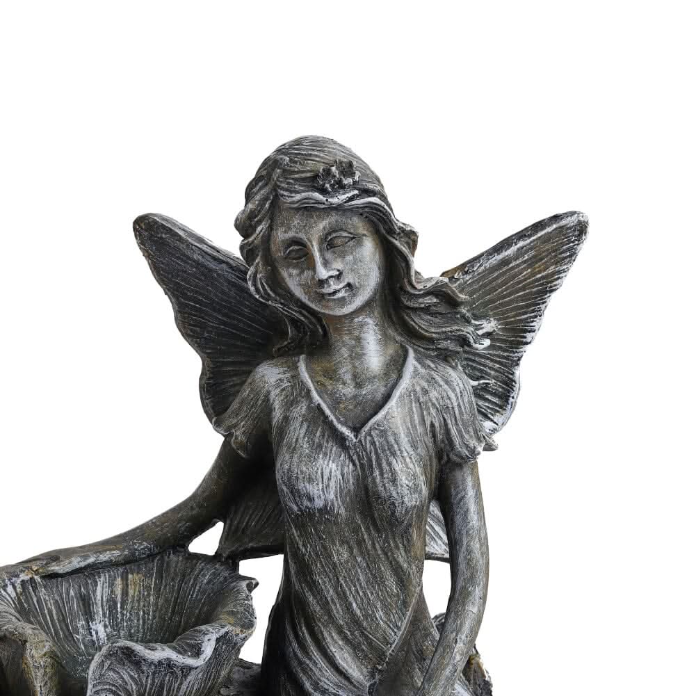 50cm H Angle Shape Solar Resin Water Fountain with LED Lights