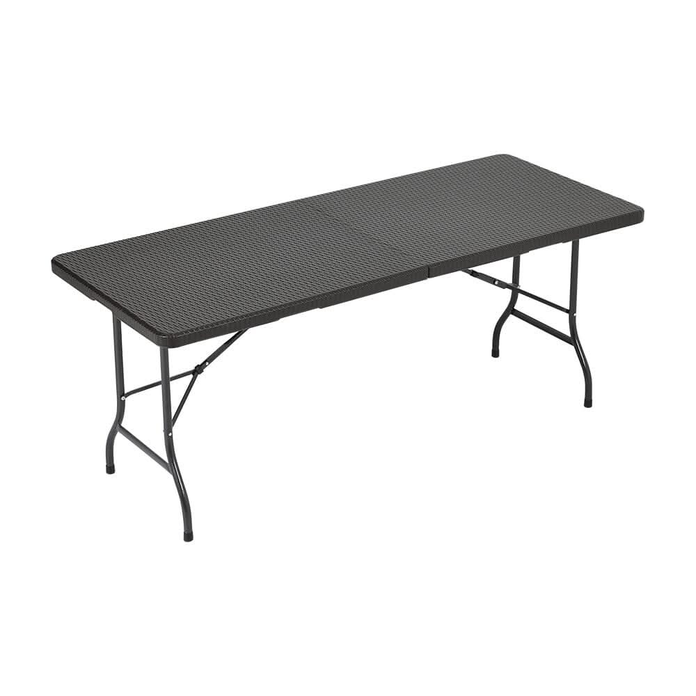 178cm L Folding Table Portable Outdoor Black Rattan Plastic Folding Table