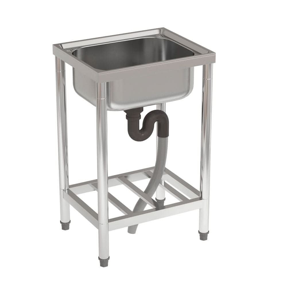 50cm W Silver Kitchen Commercial Sink Stainless Steel with Shelf