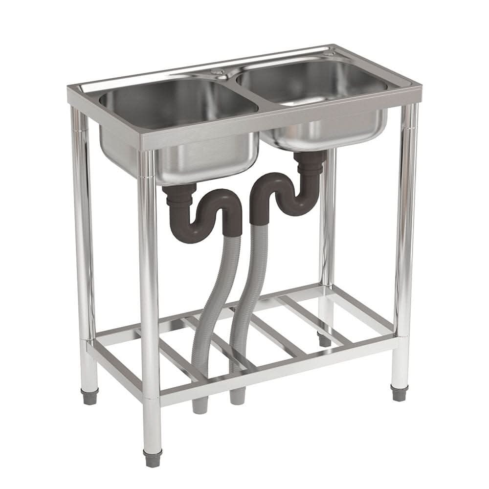 2ft Two Compartment Stainless Steel Commercial Bar Sink with Shelf