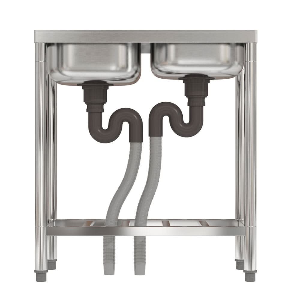 2ft Two Compartment Stainless Steel Commercial Bar Sink with Shelf