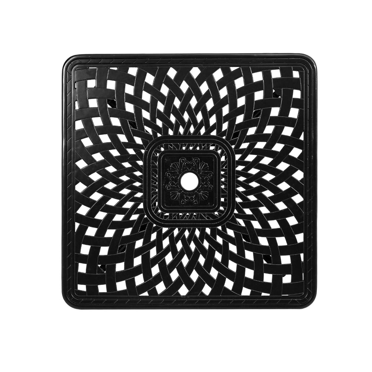 Black 2.6ft Cast Aluminium Square Garden Dining Table for Outdoors