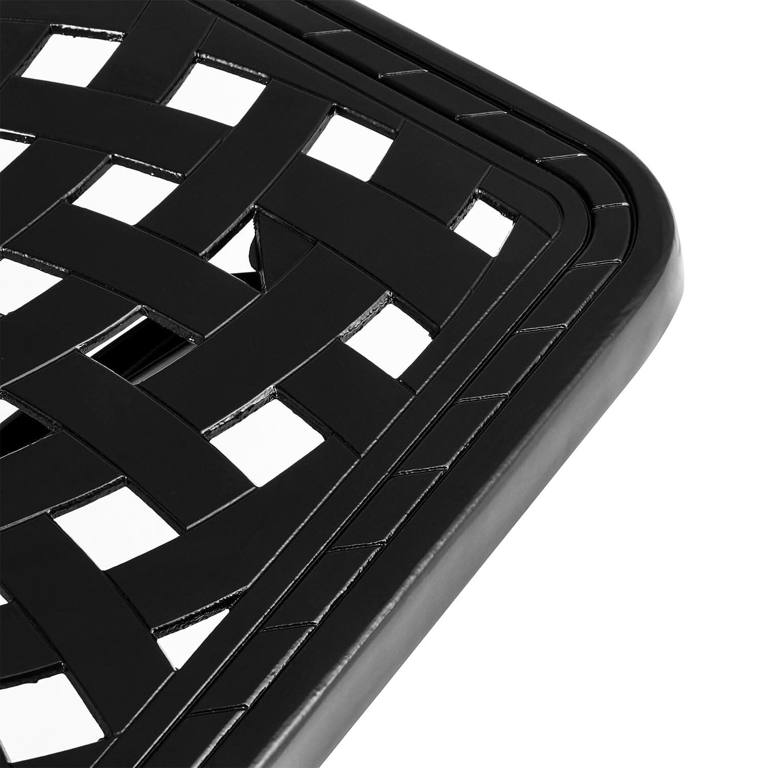 Black 2.6ft Cast Aluminium Square Garden Dining Table for Outdoors