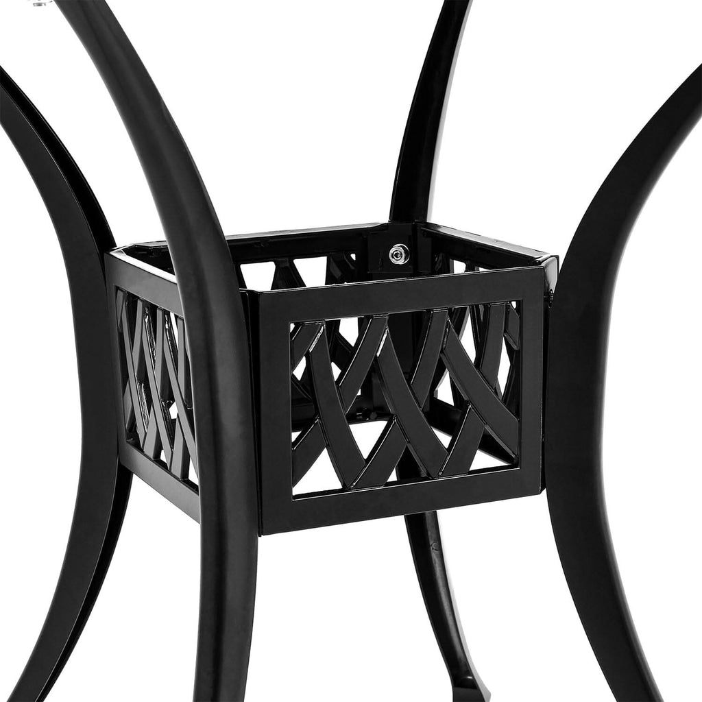 Black 2.6ft Cast Aluminium Square Garden Dining Table for Outdoors