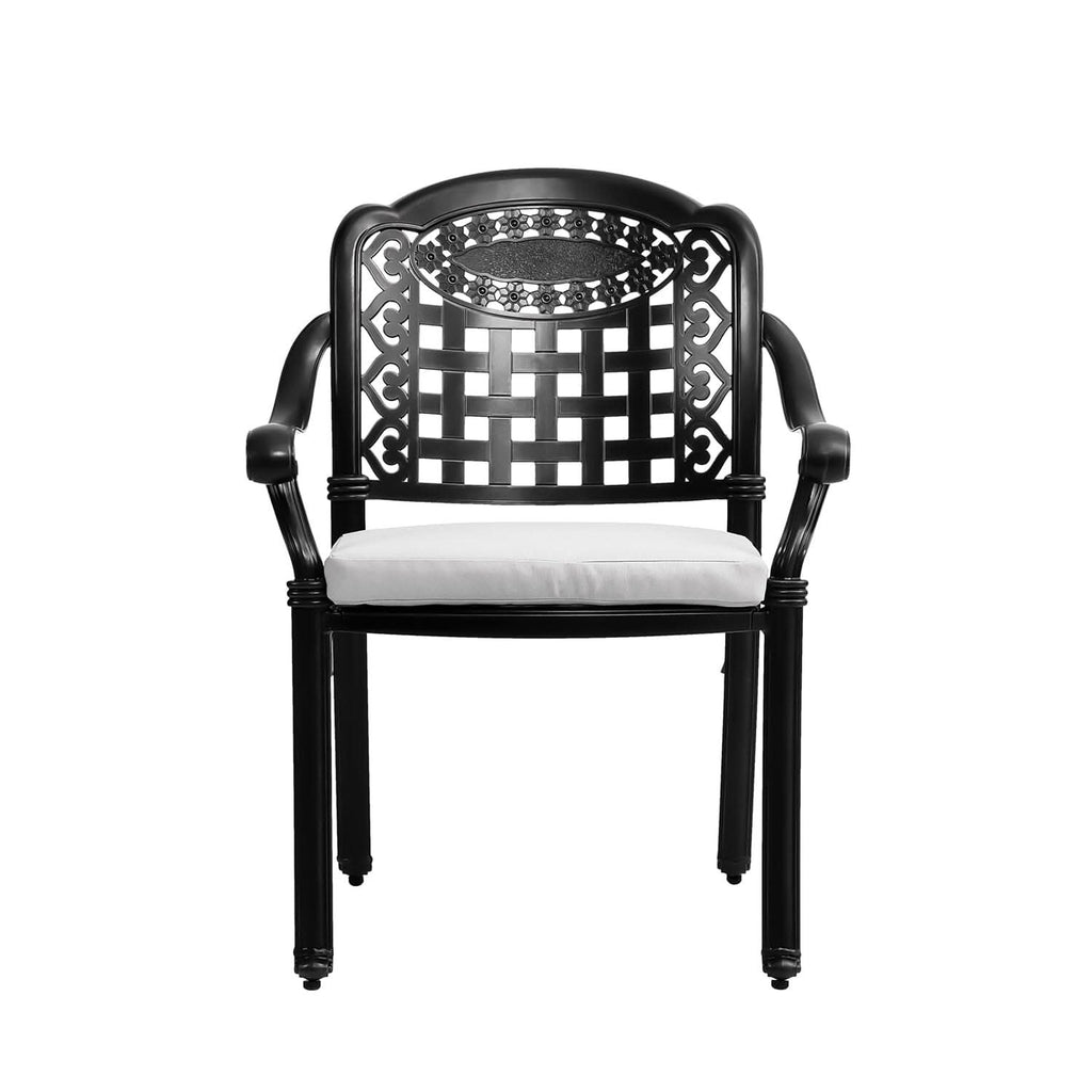 Set of 2 Outdoor Dining Chairs with Cushions Cast Aluminium