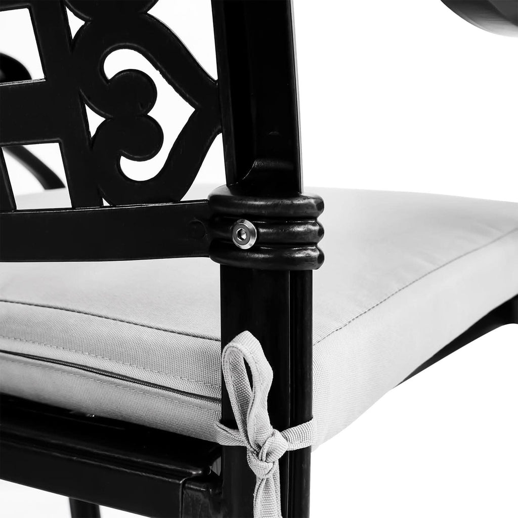 Set of 2 Outdoor Dining Chairs with Cushions Cast Aluminium