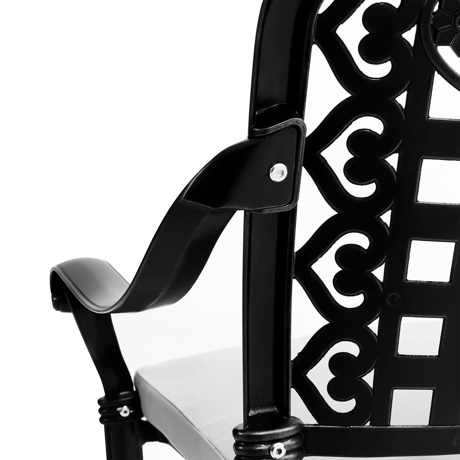 Set of 2 Outdoor Dining Chairs with Cushions Cast Aluminium
