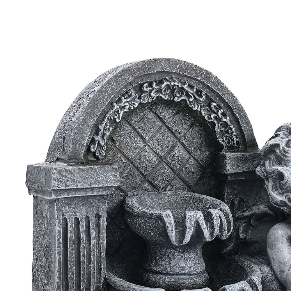 Grey Tabletop Resin Cherub Fountain with LED Light Indoor