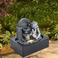 Grey Tabletop Resin Cherub Fountain with LED Light Indoor