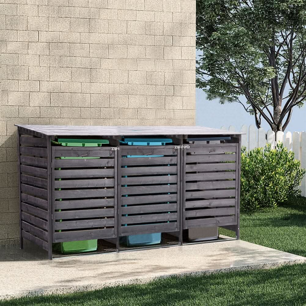 4ft/ 6ft Outdoor Trash Can Storage Shed Spruce Wood