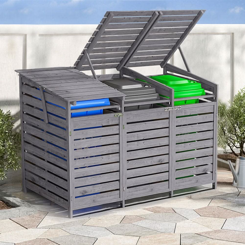 4ft/ 6ft Outdoor Trash Can Storage Shed Spruce Wood