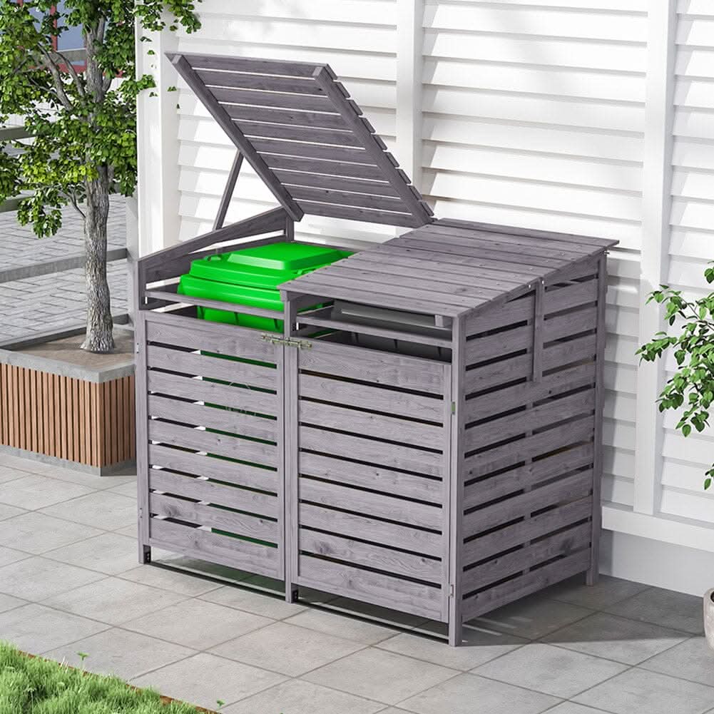 4ft/ 6ft Outdoor Trash Can Storage Shed Spruce Wood