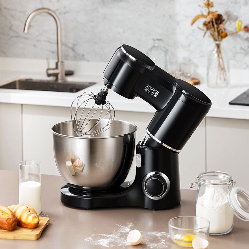 8-Quart Household Stand Mixer with Accessories in Black