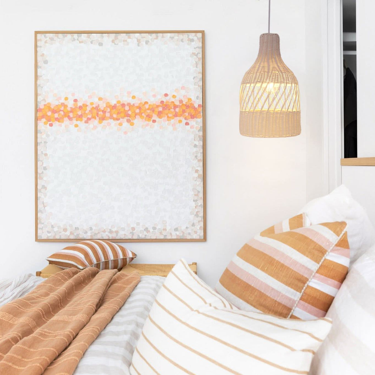 Lightsin Sustainable Handwoven White Rattan Light Fixture
